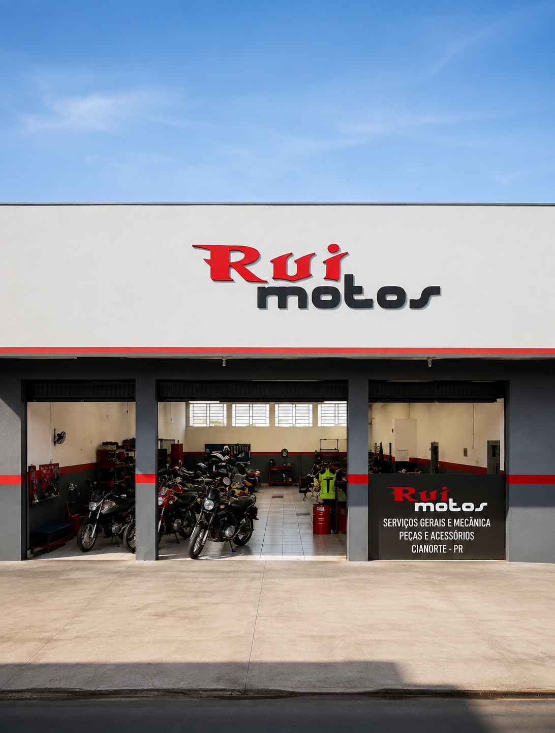 Fachada da Rui Motos em Cianorte – PR, oficina de motos multimarcas